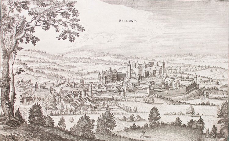 Matthäus Merian - Stadtansicht Blamont - Kupferstich - 1643