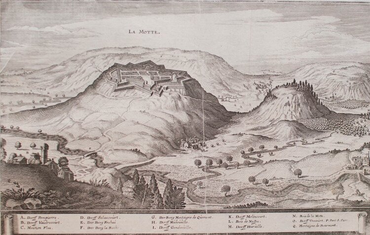 Matthäus Merian - Stadtansicht La Motte - Kupferstich - 1645