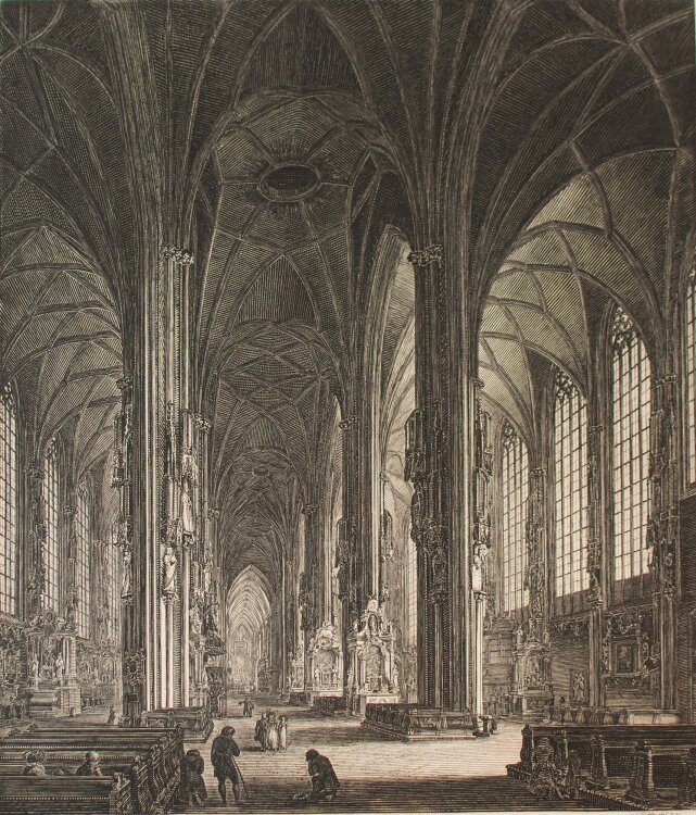 Georg C. Wilder - Innenansicht des Stephansdoms in Wien - Radierung - 1840