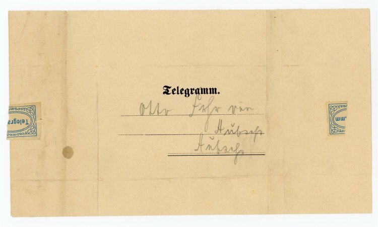 Telegramm Empfang (Aufsess) - aus Unbekannt (25.08.) - 25.08.1901