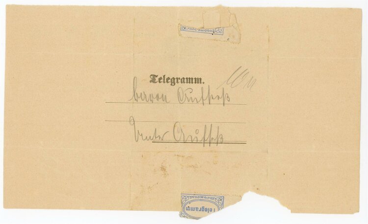 Telegramm Empfang (Aufsess) - aus Ebern (21.08.) - 21.08.1900