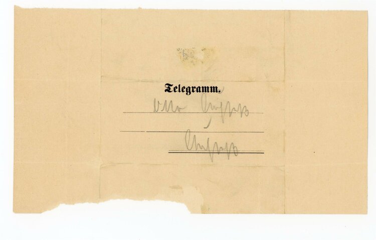Telegramm Empfang (Aufsess) - aus Bayreuth (25.08.) -...