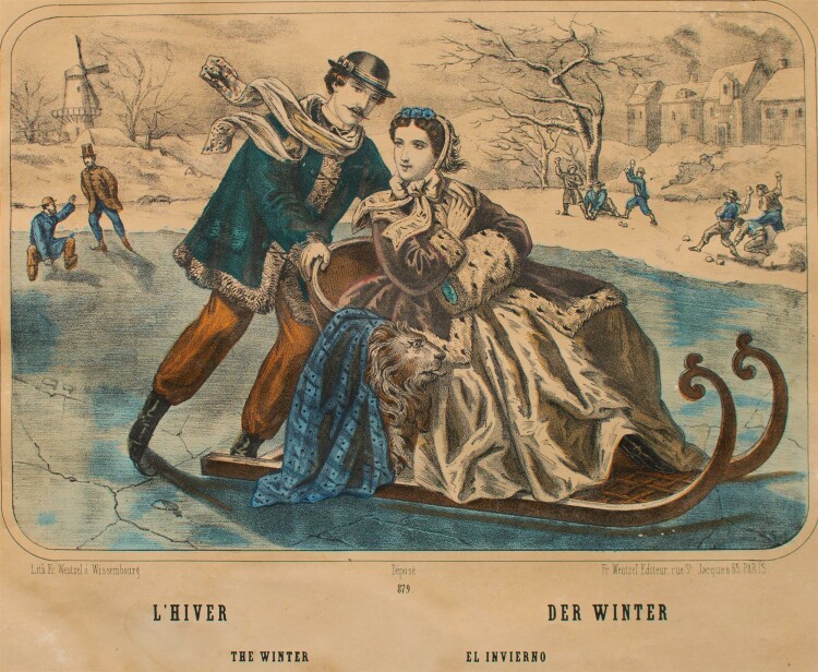 Jean Frédéric Wentzel - Der Winter (L´Hiver) - kolorierte Lithografie - o.J.