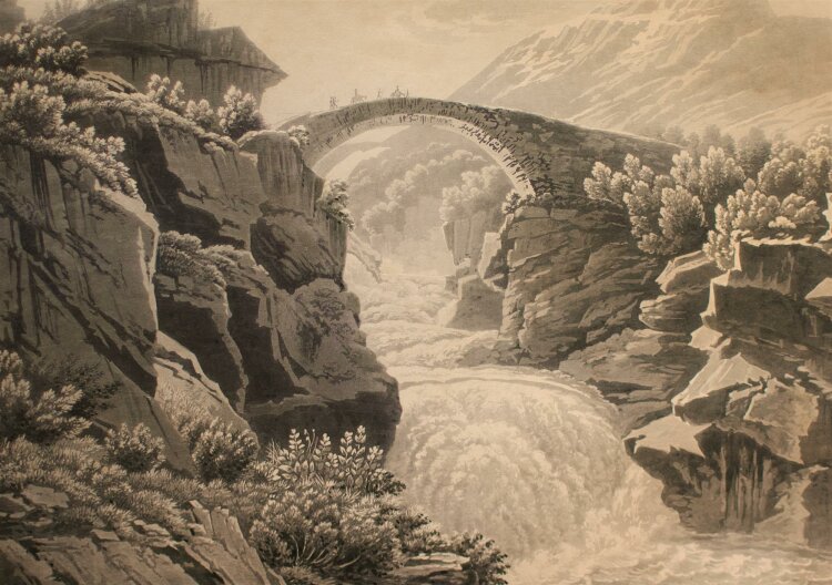 Johann Hürlimann - Brücke über die Aare, Schweiz - Aquatinta - nach 1822