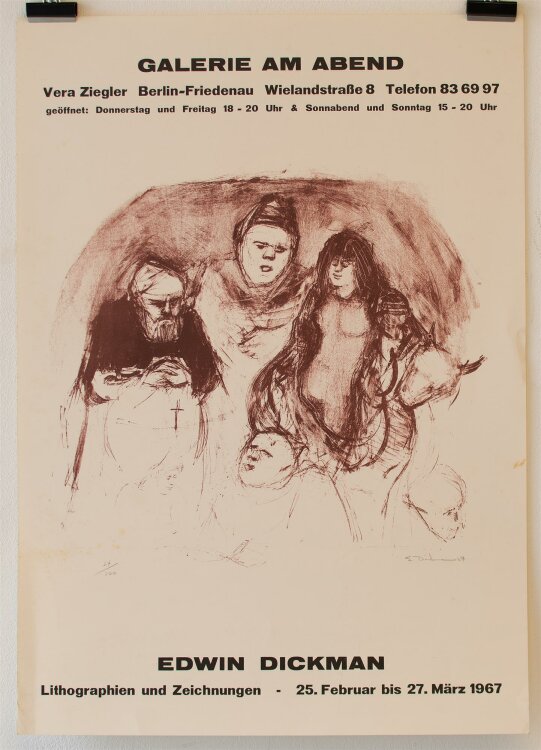 Edwin Dickmann - Ausstellungs-Plakat Galerie am Abend...
