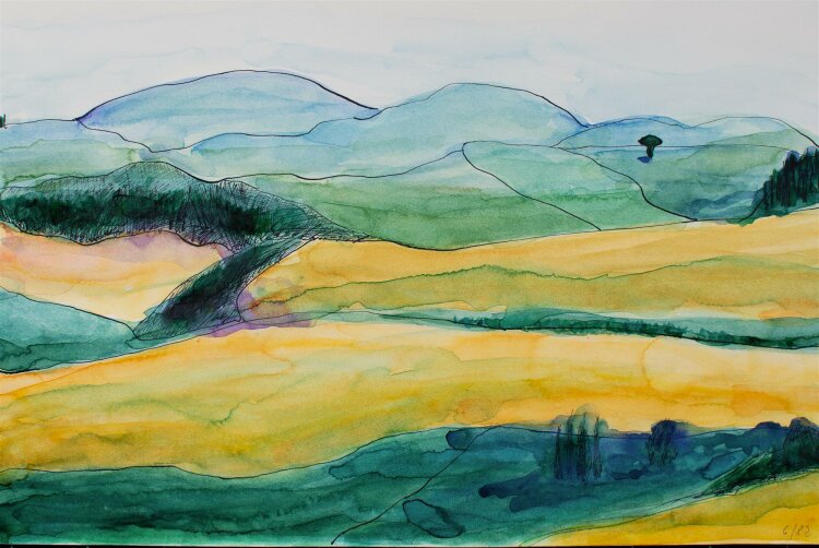 Unleserlich Signiert - Landschaft III - Aquarell - 1982