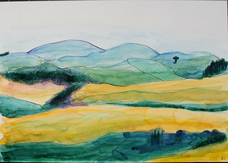 Unleserlich Signiert - Landschaft III - Aquarell - 1982