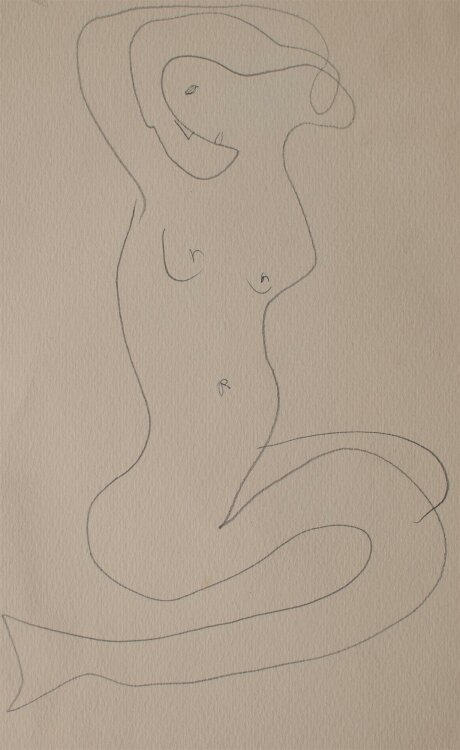 Unbekannt - Frauenfigur - Bleistiftzeichnung - o.J.