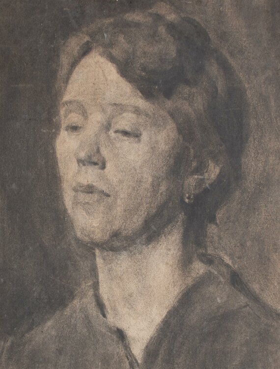 Signiert Bardovsky (?) - Porträt einer Frau - Kohlezeichnung - 1907