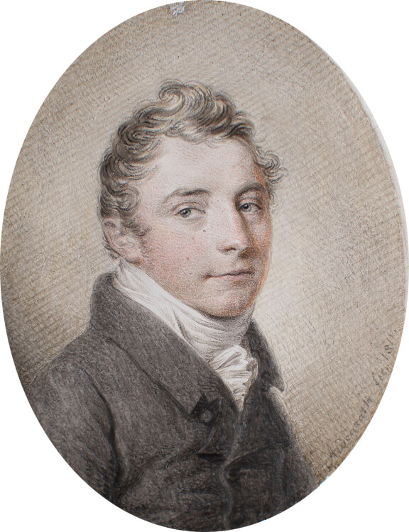 Heinrich Jacob Aldenrath - Porträt eines jungen Mannes - kol. Silberstiftzeichnung - 1811