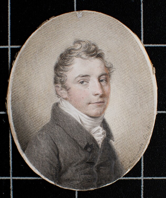 Heinrich Jacob Aldenrath - Porträt eines jungen Mannes - kol. Silberstiftzeichnung - 1811