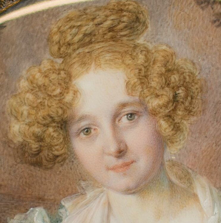 Friedrich August Junge - Porträt einer jungen Dame mit Orden - Gouache auf Bein - o.J.