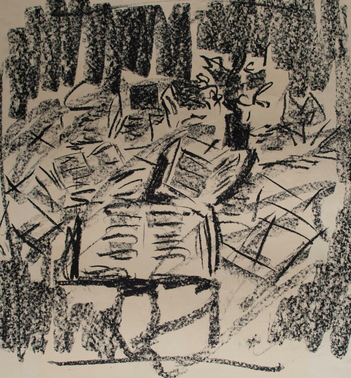Christian Lindow - Geöffnete Bücher - Kohlezeichnung - 1982