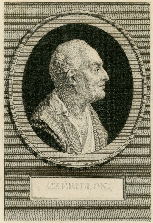Augustin de Saint-Aubin - Bildnis des Claude-Prosper Jolyot de Crébillon - Kupferstich - o.J.