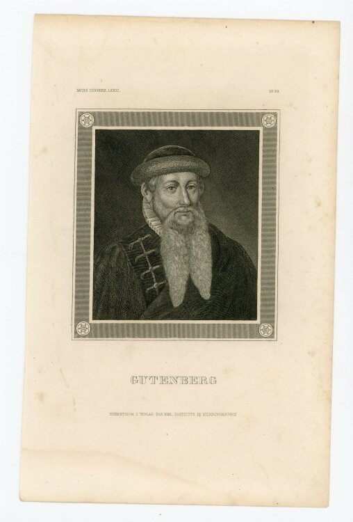 unbekannt - Bildnis des Johannes Gutenberg - Stahlstich -...