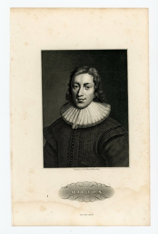 Carl Mayer - Bildnis des John Milton - Stahlstich - o.J.