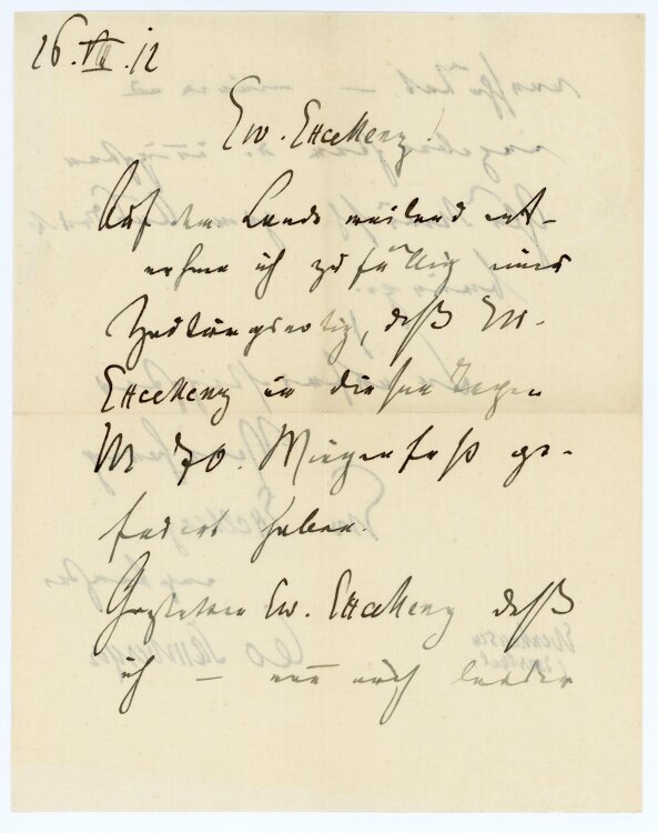 Brief von Leo Samberger an Exzellenz [Hippolyt Graf von...