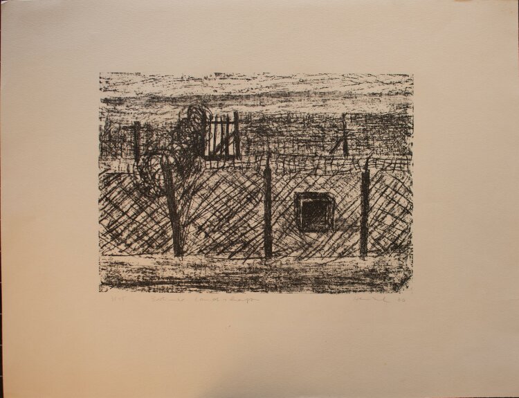 Friedrich Henkel - "Berliner Landschaft" / Grenzanlagen am Pariser Platz - Lithographie - 1966