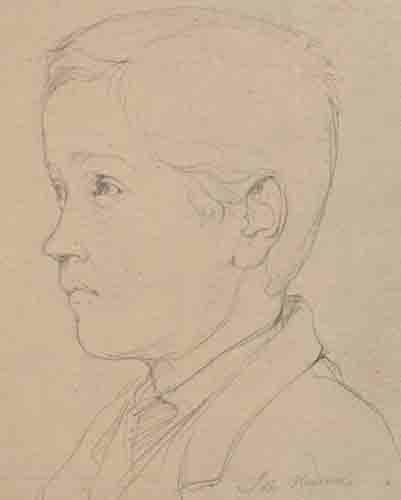 Johannes Hanse - Porträt eines Jungen - Bleistiftzeichnung - um 1880
