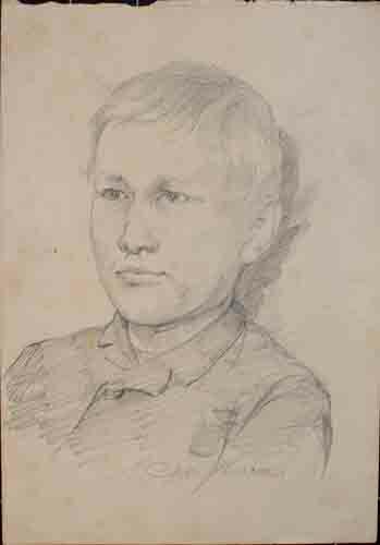 Johannes Hanse - Porträt eines jungen Mannes - Bleistiftzeichnung - um 1880