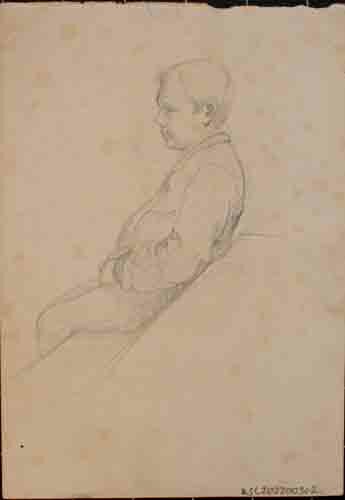 Johannes Hanse - Porträt eines jungen Mannes - Bleistiftzeichnung - um 1880