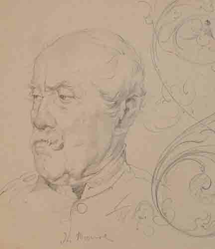 Johannes Hanse - Porträt eines Offiziers - Bleistiftzeichnung - 1887