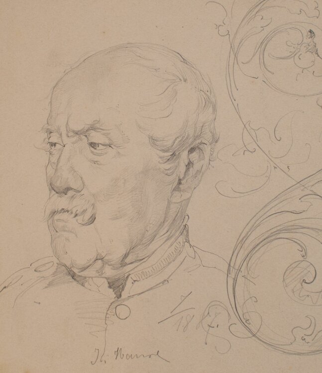 Johannes Hanse - Porträt eines Offiziers - Bleistiftzeichnung - 1887