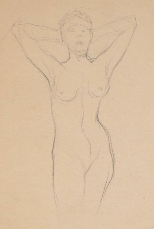 Johannes Hanse - Weiblicher Akt - Bleistiftzeichnung - um 1880