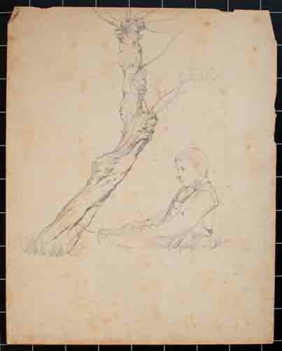 Johannes Hanse - Junge unter dem Baum - Bleistiftzeichnung - um 1900