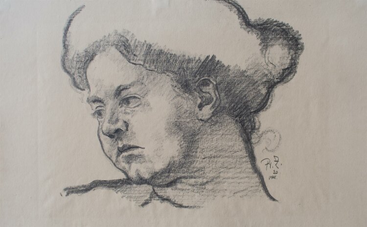 Fritz Zalisz - Studie zu einer Porträtbüste (Grete Krumbein) - Bleistift - 1920
