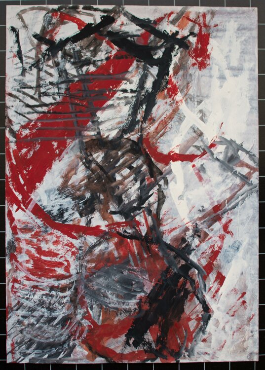 Hans Brosch - ohne Titel (rot/schwarz) - Gouache - 1998