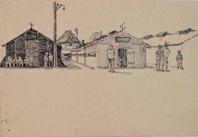 Gustav Kastner - Kriegsgefangenelager bei Poitiers (Frankreich) - Federzeichnung - um 1914