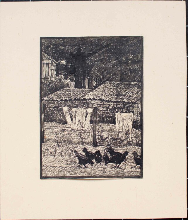 Gustav Kastner - Lussac le Chateaux (Frankreich) - Federzeichnung - um 1916