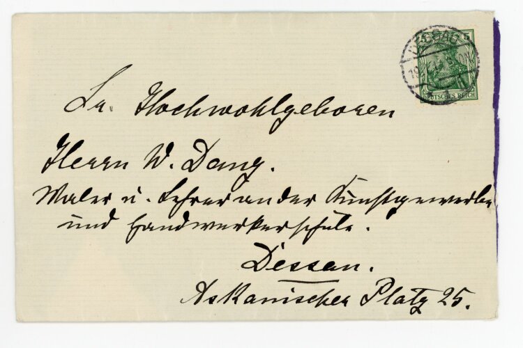 Brief von Prinz Aribert von Anhalt an Wilhelm Danz - 19.1.1914