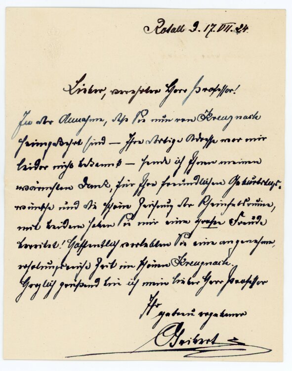 Brief von Prinz Aribert von Anhalt an Wilhelm Danz - 17.7.1924