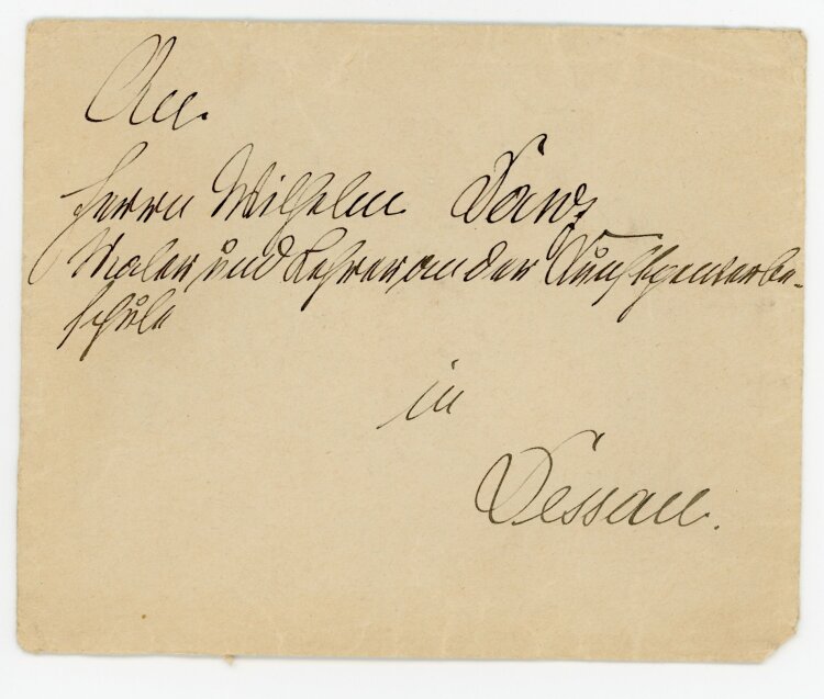 Brief des Hofchefs des Prinzen Aribert v on Anhalt von Kries an Wilhelm Danz - 21.11.1913