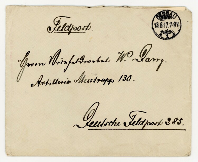 Brief (Feldpost) von Prinz Aribert von Anhalt an Wilhelm Danz - 1.5.1917