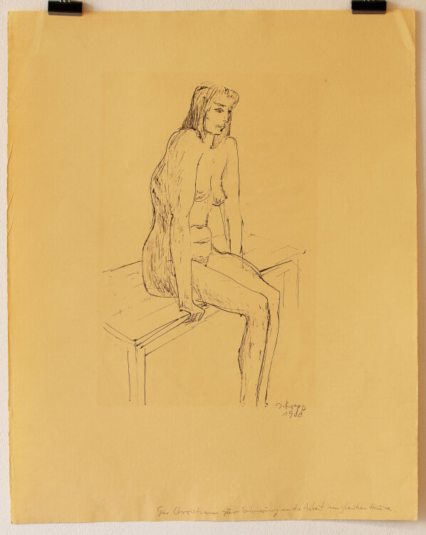 Siegfried Krepp - Sitzender weiblicher Akt - Lithografie - 1960