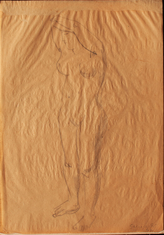 Christa Sammler? - Stehemder weiblicher Akt - Zeichnung - 1962