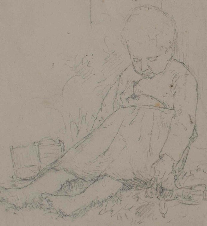 Johannes Hanse - Schlafendes Kind - Bleistiftzeichnung - o.J.