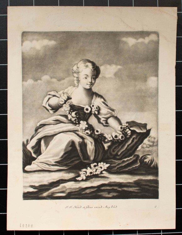 August Vind - Mädchen mit Blumengirlande - Radierung - 1756-1767