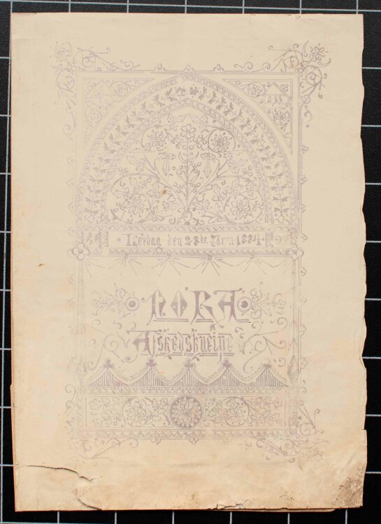 Studentenverbindung NORA - NORA Afskedskueine (Abschiedsküsse) - Zeichnung, Kalligrafie - 1884