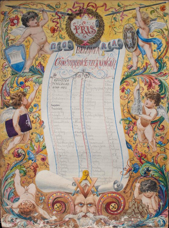 S. Rockstrohen - Preisliste Konkurrenzzeichnen - Aquarell - um 1880