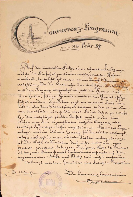 Die Concurrenz Commission - Concurrenz-Programm - Dokument - 1887
