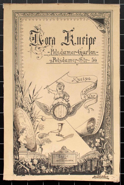 H. Bücher - NORA Kneipe Plakatentwurf - Zeichnung - um 1880