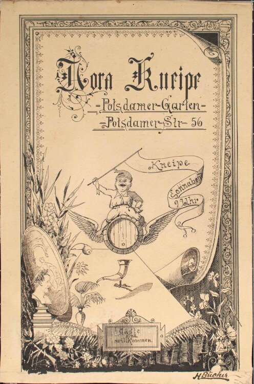 H. Bücher - NORA Kneipe Plakatentwurf - Zeichnung - um 1880