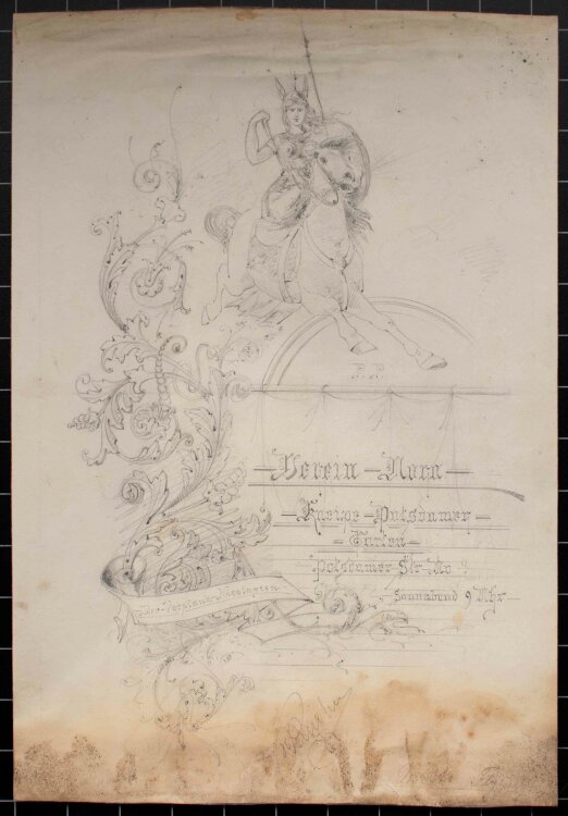 Der Vorstand Nicolaysen - Freya, NORA Kneipe Plakatentwurf - Zeichnung - um 1880