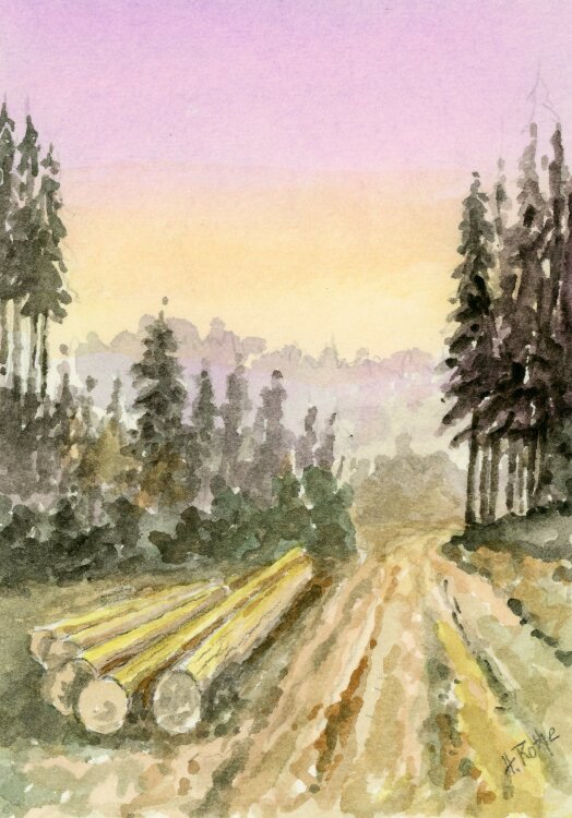 unbekannt - Wald in Herfa - Aquarell - 1981