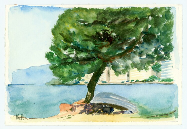 unbekannt - Baum am Meer - Aquarell - o.J.