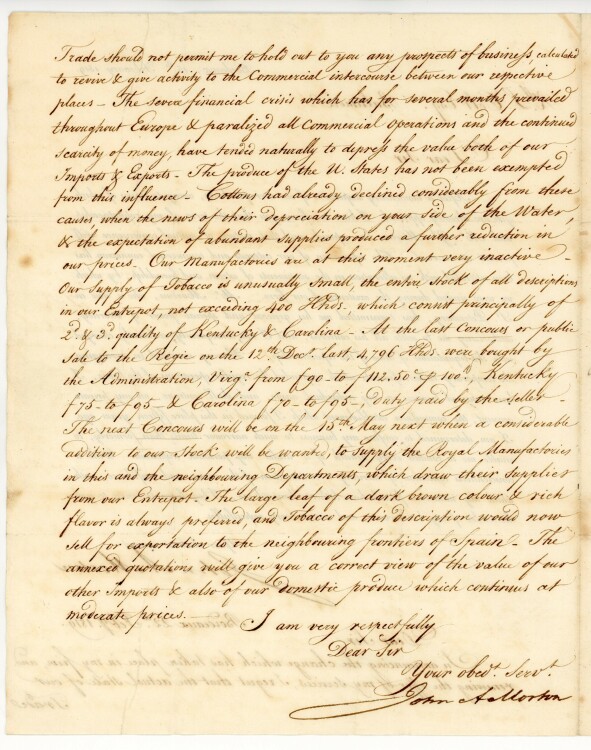 John Archer Morton Brief an Roswell Lyman Colt - 15.+22.+24.2.1819